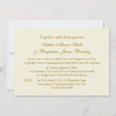 Crème blanche roses et bagues Faire-part de mariag (Dos)