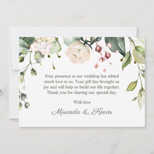 Crème blanche Roses Hydrangea Mariage Merci (Dos)