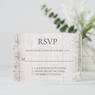 Crème blanche rustique Birch Trees Mariage RSVP