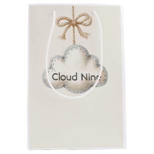 Crème Blauw Wolk Nine Baby Shower Medium Cadeauzakje