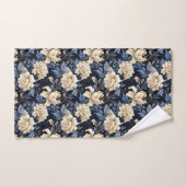 Crème bleue Floral Moderne (Serviette à main)
