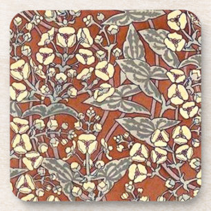 Crème Bloemen Bruin Achtergrond Print Bier Onderzetter
