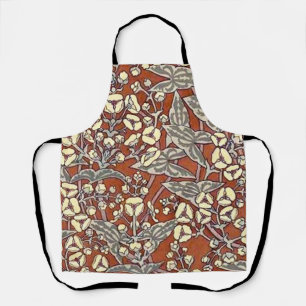 Crème Bloemen Bruin Achtergrond Print Schort