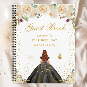 Crème Bloemen Bruin Haar Prinses Gastenboek Notitieboek
