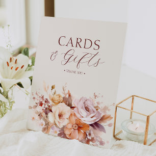 Crème Bloemen Herfst Baby shower Kaarten & Cadeaus Reclamebord Met Voetstuk