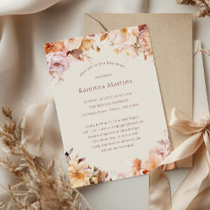 Crème Bloemen Herfst Geslacht Neutraal Baby shower Kaart