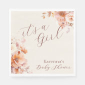 Crème  Bloemen Herfst Het is een Meisje Baby showe Servet (Voorkant)