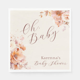 Crème  Bloemen Herfst Oh Baby shower Servet
