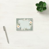 Crème Bloemen Wit Lijst Sage Groene Achtergrond Post-it® Notes (Kantoor)