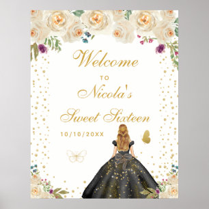 Crème Blonde Haar Meisje Sweet Sixteen Welkom Poster