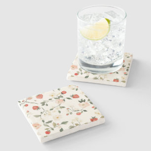 Crème Blush Aardbeien Stenen Onderzetter
