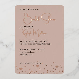 Crème Blush Diamonds Confetti Harten Bruiloftsshow Folie Uitnodiging