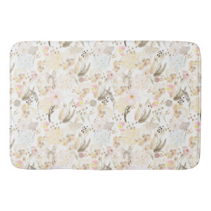 Crème Blush Roze Bloemen Badmat