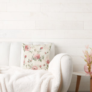 Crème Blush Roze Rozen Bloemstuk Kussen