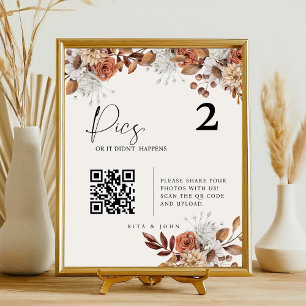 Crème Boho Pics of niet gebeurd Zitplaatskaart Reclamebord Met Voetstuk