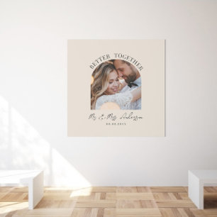 Crème boog foto huwelijkscadeau huisdecoratie afdruk