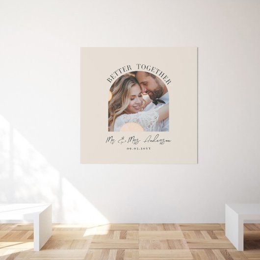 Crème boog foto huwelijkscadeau huisdecoratie foto afdruk