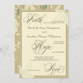 Crème Botanique Imprimer Faire-part de mariage chr (Devant / Derrière)