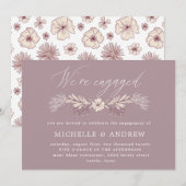 Crème Botanisch Pastel verloving Kaart (Voorkant / Achterkant)