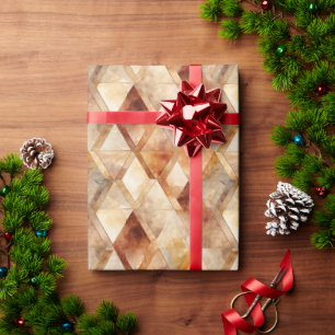 Crème Bourgogne Rood Goud Driehoeken Cadeaupapier