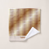 Crème Brown Et Grandes Or Nom Serviette De Bain (Gant de toilette)