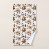 Crème Brown Fleurs blanches Noël (Serviette à main)