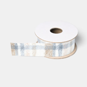 Crème Bruin Beige Blauwe Strepen Verjaardag Grosgrain Lint