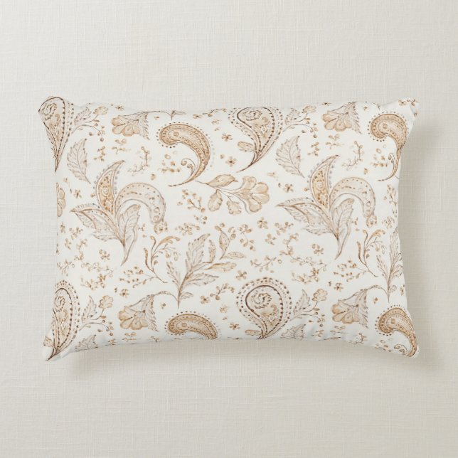 Crème Bruin Boho Boheems Accent Kussen (Voorkant)