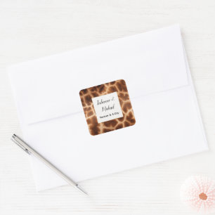 Crème Bruin Giraffe Dier Bruiloft Vierkante Sticker