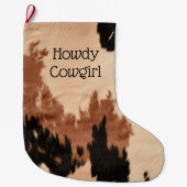 Crème bruin Koeienhuid Grote Kerstsok (Voorkant)