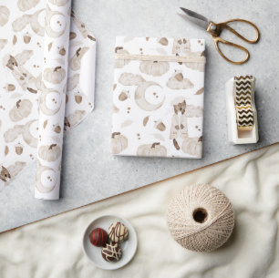 Crème & Bruin Kunstenaar Wezel Kwartier Maan Pompo Cadeaupapier