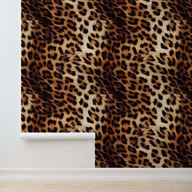 Crème Bruin Leopard Dierenprint Behang (Applicatie)