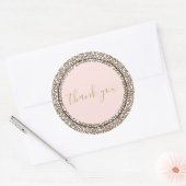 Crème Bruin Roze Luipaard Print Dank u Ronde Sticker (Envelop)