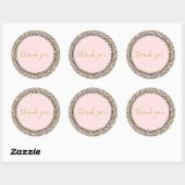 Crème Bruin Roze Luipaard Print Dank u Ronde Sticker (Vel)