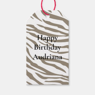 Crème Bruin Witte Zebra Print Cadeaulabel