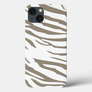 Crème Bruin Witte Zebra Print iPhone 13 Hoesje