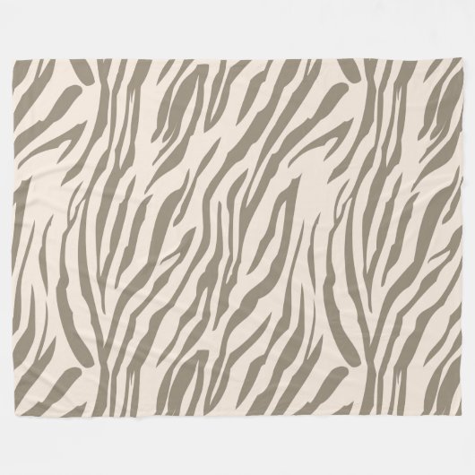 Crème Bruin Witte Zebra Print Fleece Deken (Voorkant (Horizontaal))