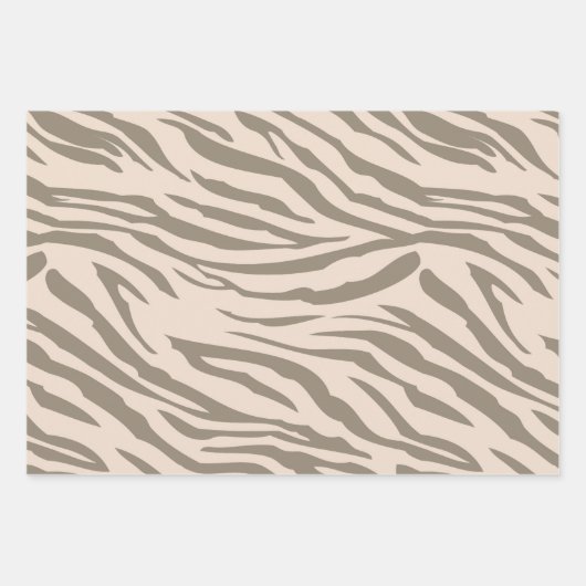 Crème Bruin Witte Zebra Print Inpakpapier Vel (Voorkant 3)