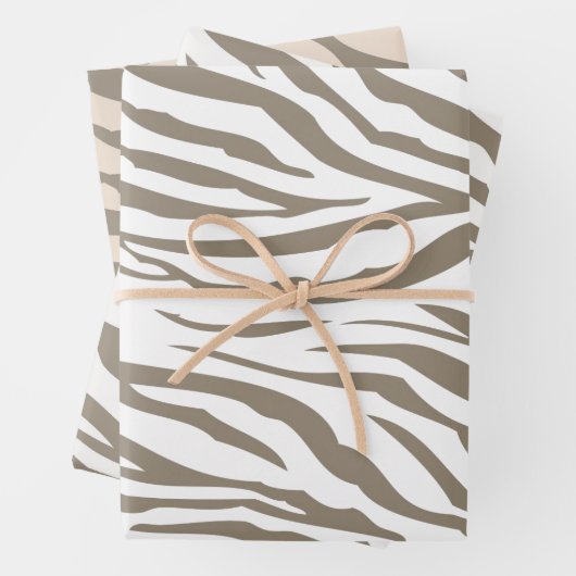 Crème Bruin Witte Zebra Print Inpakpapier Vel (In situ)