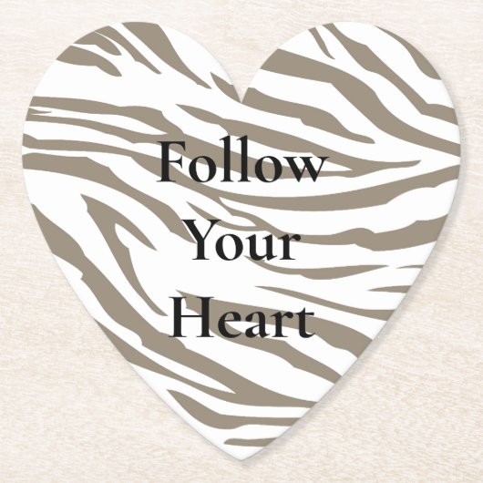 Crème Bruin Witte Zebra Print Kartonnen Onderzetters (Voorkant)