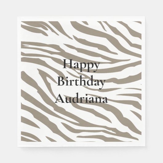 Crème Bruin Witte Zebra Print Servet (Voorkant)