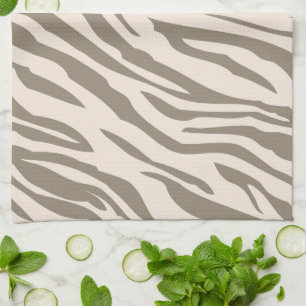 Crème Bruin Witte Zebra Print Theedoek