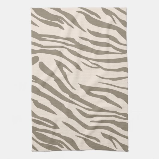Crème Bruin Witte Zebra Print Theedoek (Verticaal)