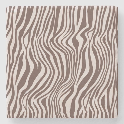 Crème Bruin Zebra Print Stenen Onderzetter (Voorkant)