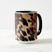 Crème bruin zwart Koeienhuid Mok (Voorkant rechts)