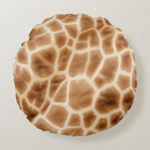 Crème Bruine Giraffe Dierenprint Rond Kussen