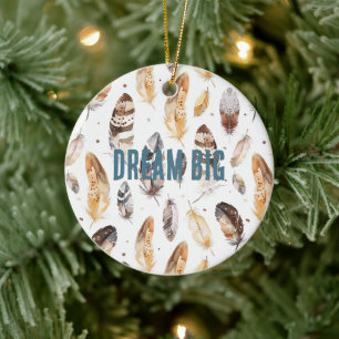 Crème Bruine Inheemse Stamveren Kerstmis Keramisch Ornament