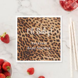 Crème Bruine Luipaardprint Baby Shower Servet