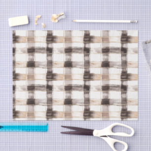 Crème Bruine Plaid Strepen Verjaardag Tissuepapier