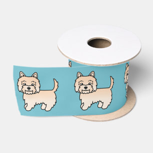 Crème Cairn Terrier Cartoon Hondenillustratie Blau Lint